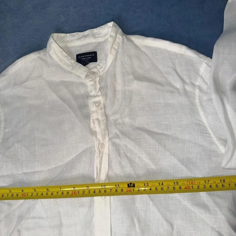 Club Monaco white linen button-up shirt